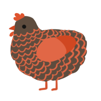 A bark and vermilion chicken with a lace pattern