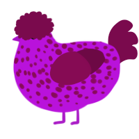 A amethyst and wine chicken with a speckle pattern