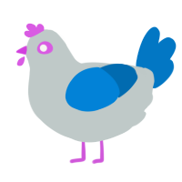 A silver and sapphire chicken