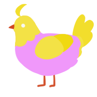 A lavender and yellow chicken with a head pattern