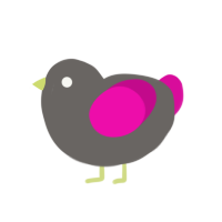 (unnamed), a grey and fuchsia chicken