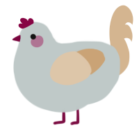A silver and beige chicken