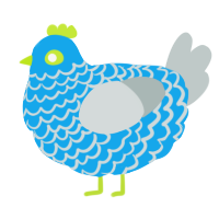 A sky and silver chicken with a lace pattern