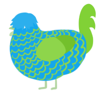 A sky and grass chicken with a lace pattern