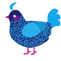 A navy and sky chicken with a double-lace pattern