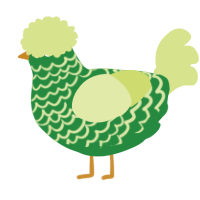 A viridian and lemon chicken with a lace pattern