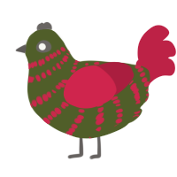 A olive and crimson chicken with a bar pattern