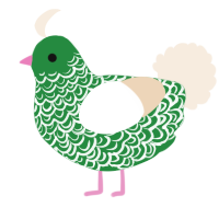 A viridian and cream chicken with a double-lace pattern
