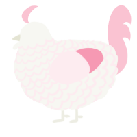 A white and rose chicken with a lace pattern