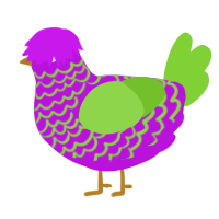 A amethyst and grass chicken with a lace pattern