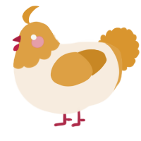 A cream and orange chicken with a head pattern