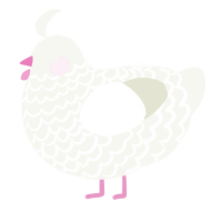 A white chicken with a lace pattern