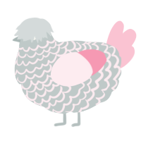A silver and rose chicken with a lace pattern