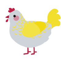 A mist and yellow chicken with a half-lace pattern