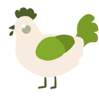 A cream and chartreuse chicken