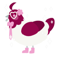 A white and maroon chicken with a head pattern