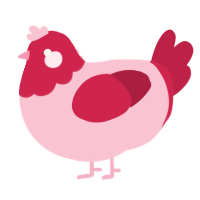 A rose and crimson chicken with a head pattern