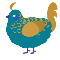 A sea and gold chicken with a half-lace pattern