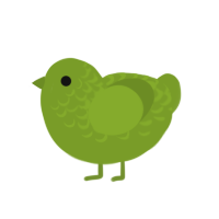 chlorophyll, a chartreuse chicken with a half-lace pattern