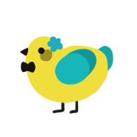A yellow and cerulean chicken