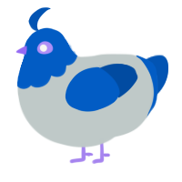A silver and ultramarine chicken with a head pattern