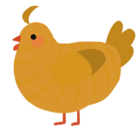 A orange and ochre chicken with a bar pattern