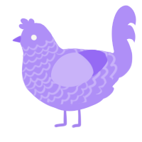 A lilac chicken with a lace pattern