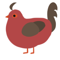 A red and bark chicken