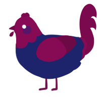 A navy and wine chicken with a head pattern