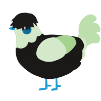 A sable and gluppy chicken with a head pattern