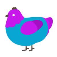 A cerulean and amethyst chicken with a head pattern