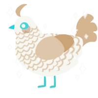 聖, a white and beige chicken with a lace pattern