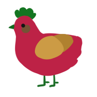 A crimson and gold chicken