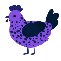 Spotted Zip, a blurple and tumblr chicken with a speckle pattern