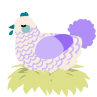 A cream and lilac chicken with a lace pattern
