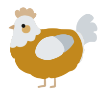 A ochre and mist chicken with a head pattern
