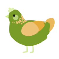 A chartreuse and honey chicken with a neck-speckle pattern