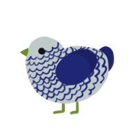 Spotted Neon, a silver and navy chicken with a lace pattern