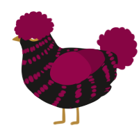 A sable and maroon chicken with a bar pattern