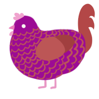 A plum and red chicken with a lace pattern
