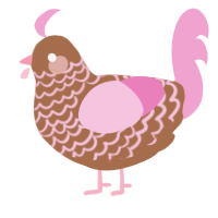 A brown and pink chicken with a lace pattern