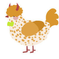 A cream and orange chicken with a speckle pattern
