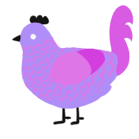 A lilac and orchid chicken with a lace pattern