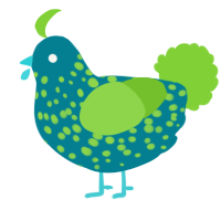 A sea and grass chicken with a speckle pattern