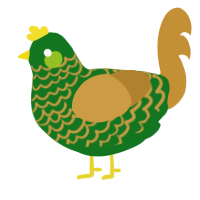 A leaf and gold chicken with a lace pattern