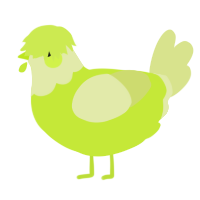 A lime and lemon chicken with a head pattern