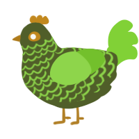 A olive and grass chicken with a lace pattern