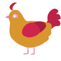 A orange and crimson chicken