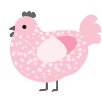A rose chicken with a speckle pattern