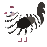 A black and mist chicken with a bar pattern